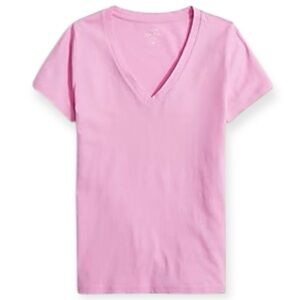 J. CREW Tee V-Neck T-Shirt Vintage Slub Cotton Lotus Bloom Pink Short Sleeve NWT